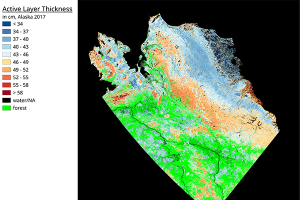Map showing Alaska active layer thickness